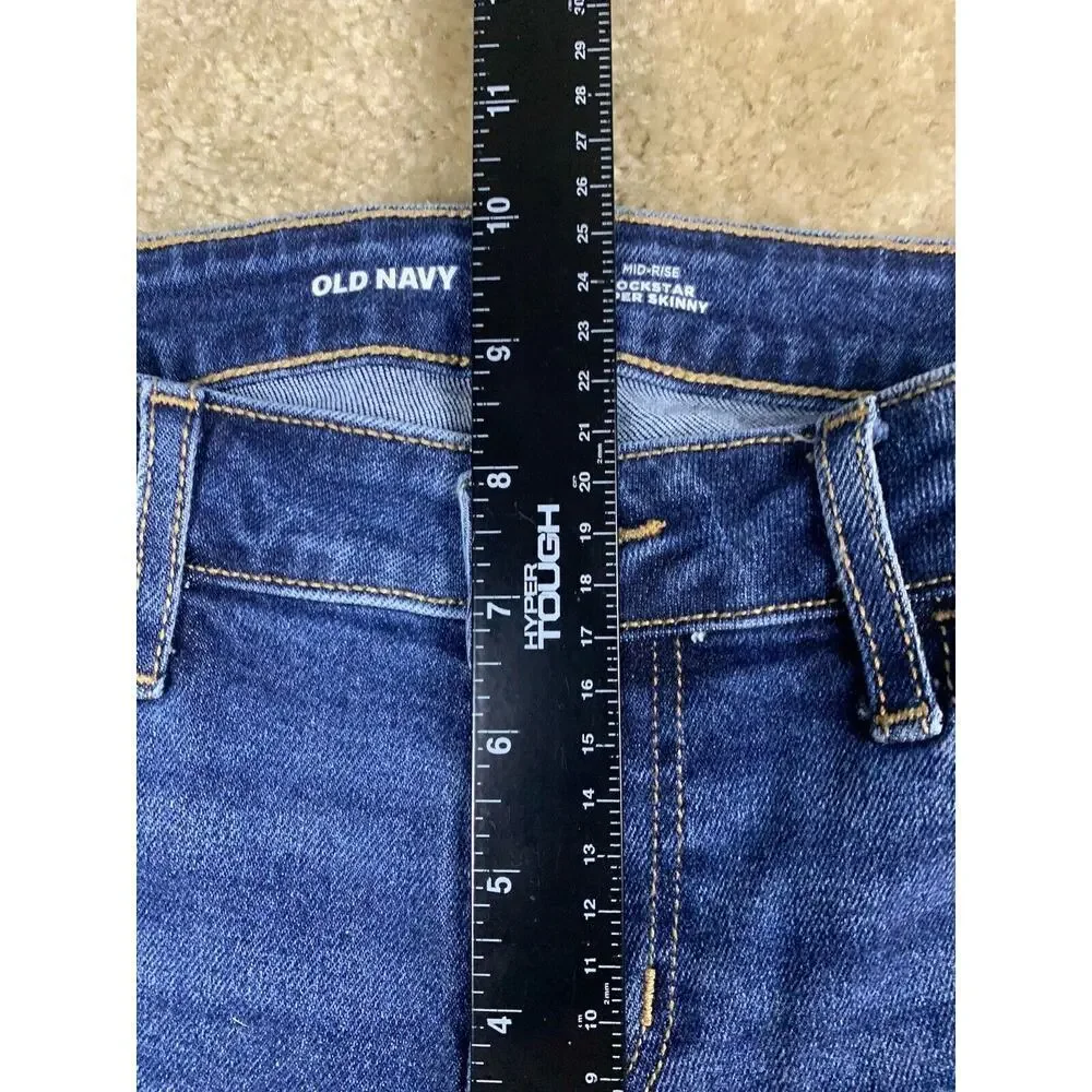 Old Navy Womens Size 2 Petite Rockstar Super Skinny Whiskered Ankle Jeans #661